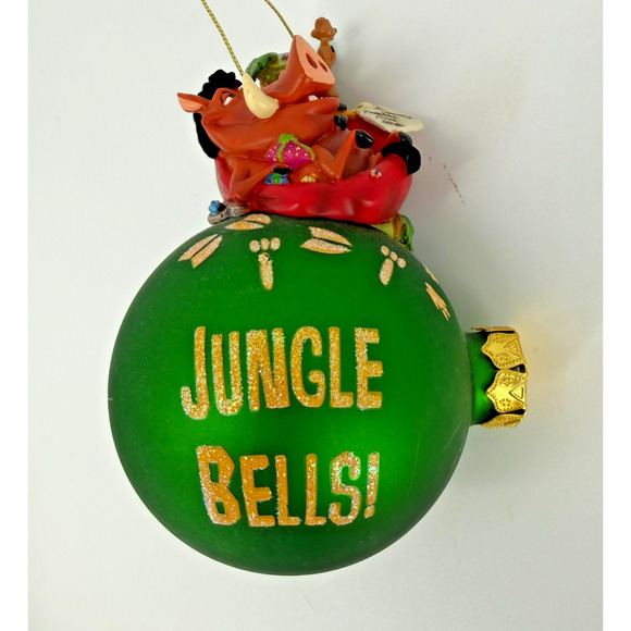 Disney Lion King Timon & Pumbaa “Jungle Bells” Green Christmas Ornament 2000 - Picture 6 of 11